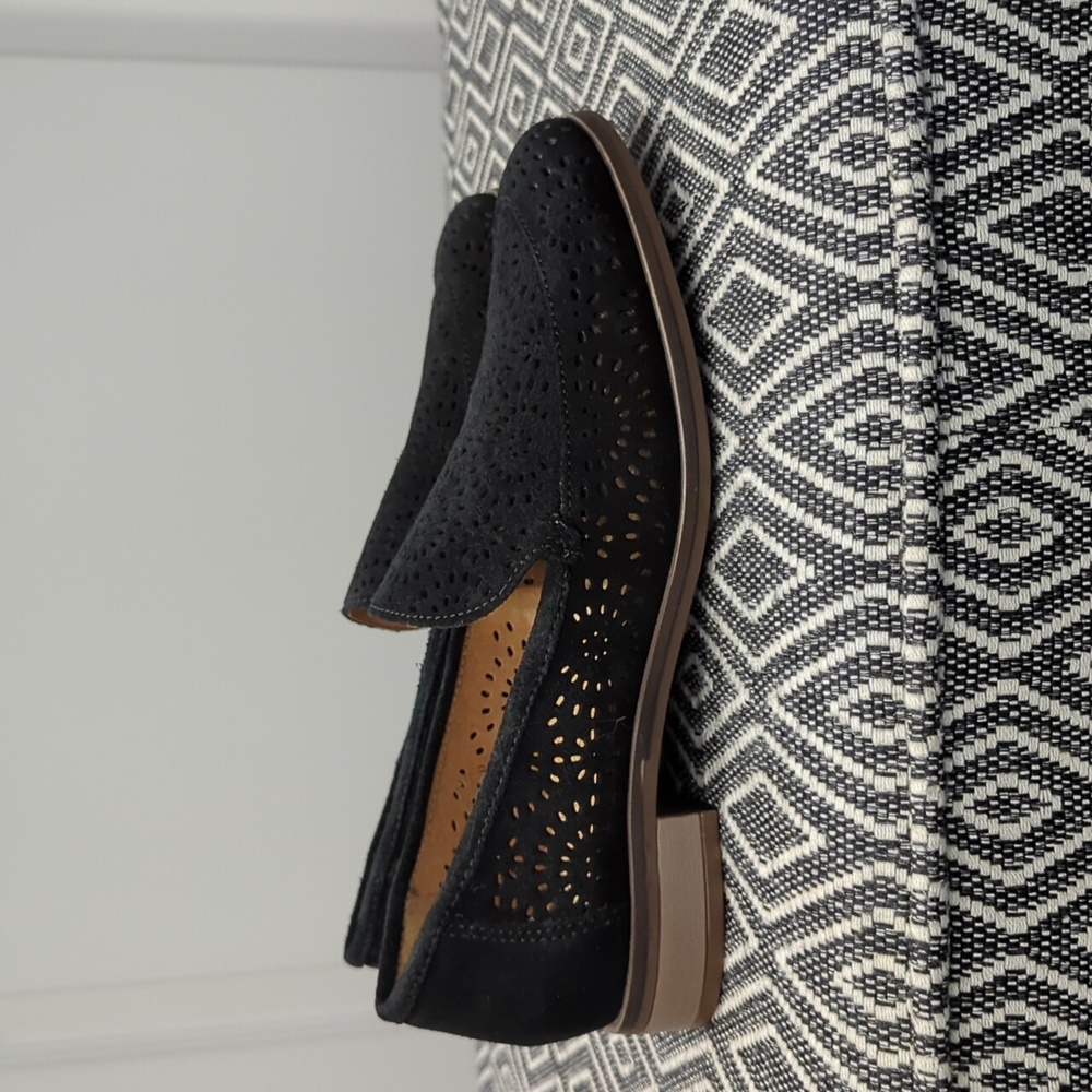 Clarks Black Perforated Slip-On Loafers